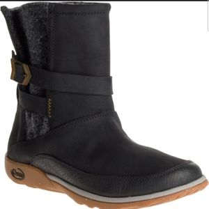 Chaco Hopi Leather Wool Ankle Boots Black Women's Size 8.5 Buckle